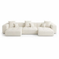 Divano modulare componibile 3 posti in tessuto bouclé beige con chaise lounge 300 x 160 x 75 cm