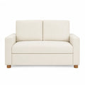 Divano 2 posti imbottito in tessuto poliestere beige chiaro con braccioli rettangolari e gambe in legno 160 x 85 x 80 cm