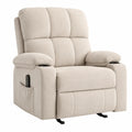 Poltrona reclinabile elettrica imbottita in tessuto beige chiaro con telecomando laterale e poggiapiedi 85x90x100 cm