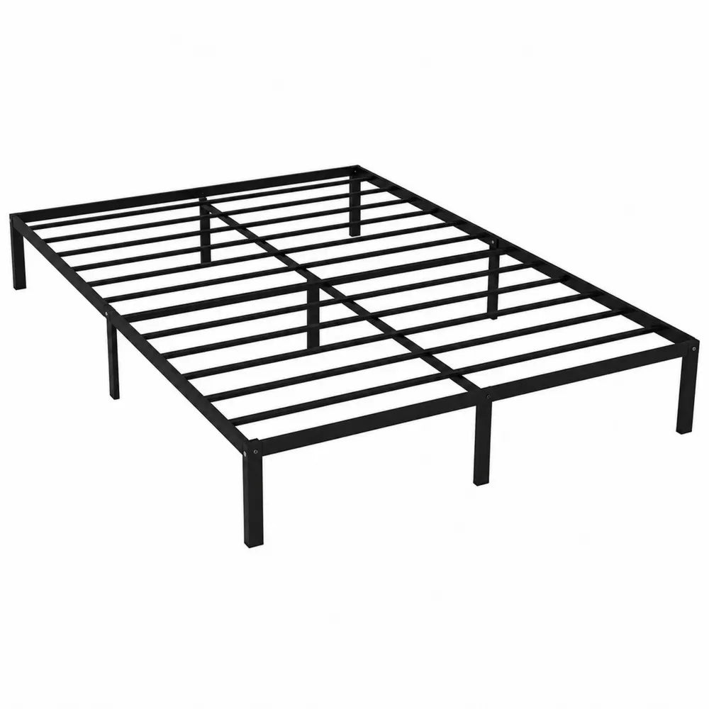 Struttura letto rettangolare in acciaio al carbonio nero con doghe metalliche per materasso 140 x 200 cm