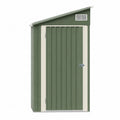 Casetta da giardino in acciaio zincato verde scuro e beige chiaro con porta singola e griglia di ventilazione 180 x 120 x 200 cm